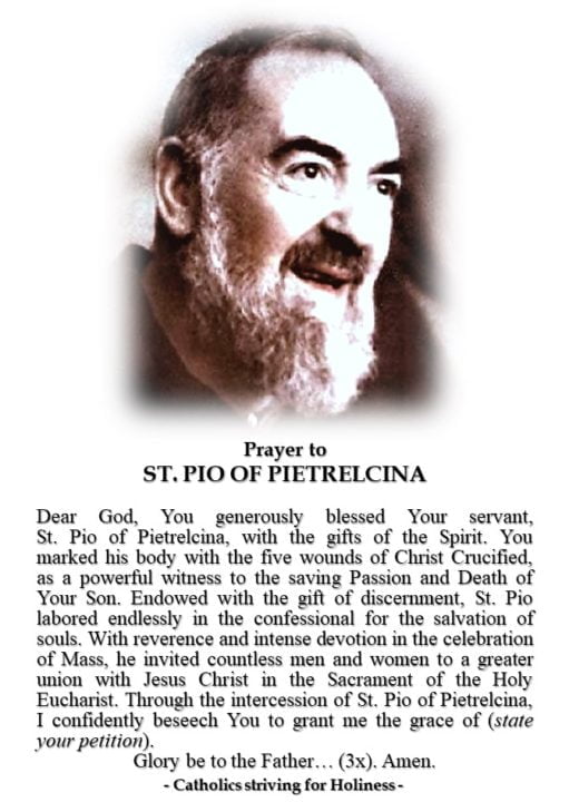 PRAYER CARD OF ST. PADRE PIO (ST. PIO PIETRELCINA). 2