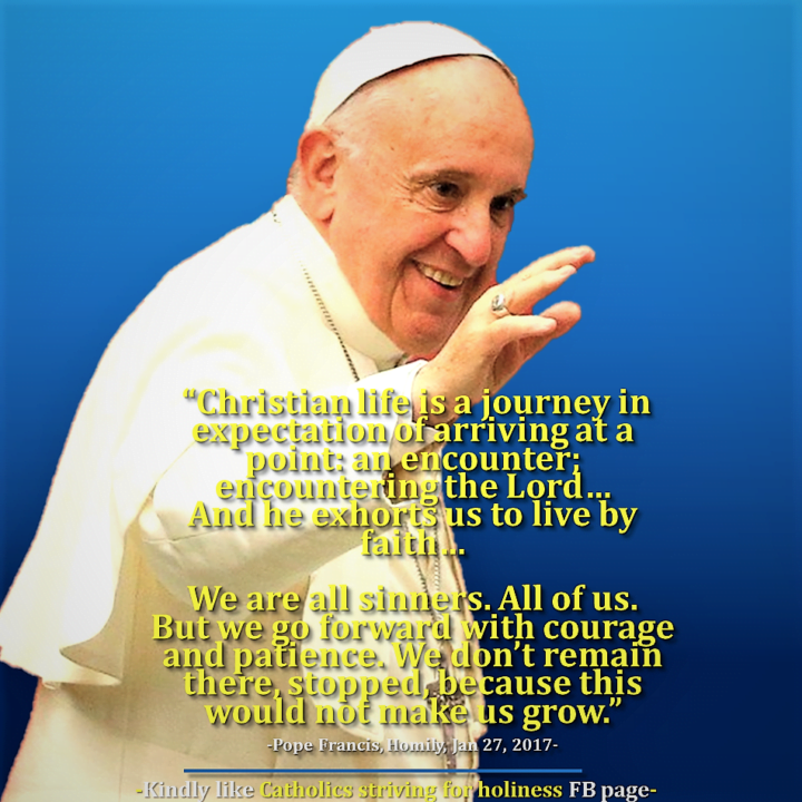 POPE FRANCIS: DON’T BE FAINTHEARTED. GO FORWARD IN YOUR CHRISTIAN LIFE FOSTERING HOPE. 3