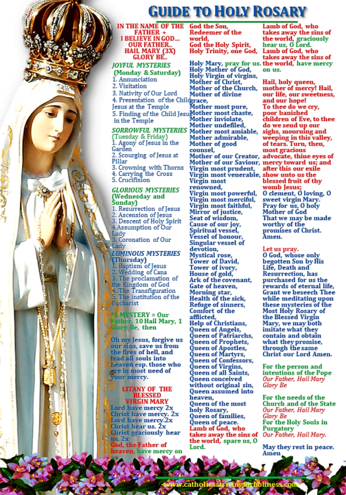 GUIDE TO HOLY ROSARY. Help more people by offering each mystery for an intention. 1