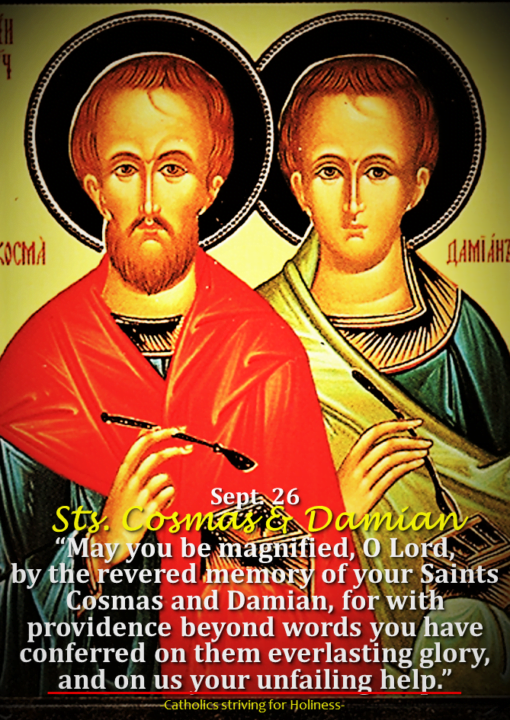 Sept. 26 Sts. Cosmas And Damian Catholics Striving For Holiness