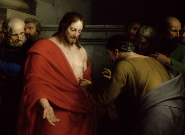 Thomas puts his finger in Jesus' side