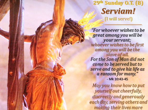 Homily 29th Sunday in Ordinary Time Year B. SERVIAM! I will serve! 1