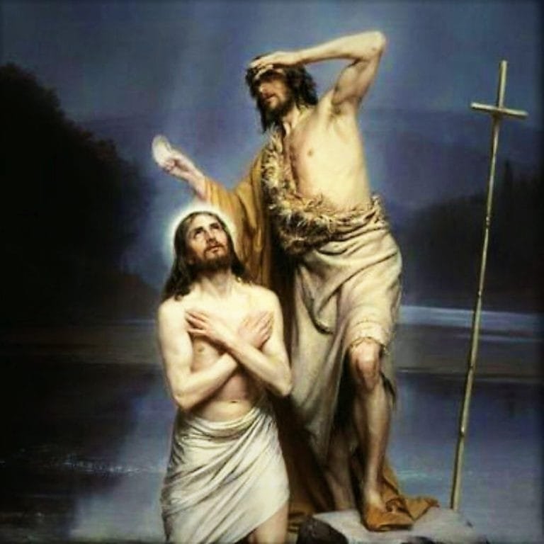 a painting of a man and a man