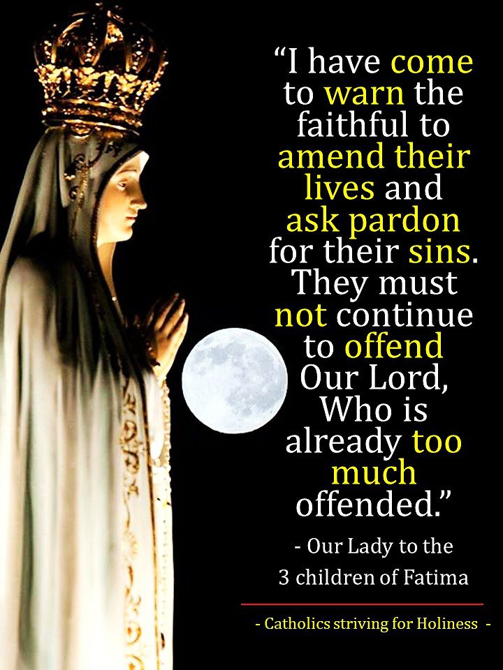 MAY 13: OUR LADY OF FATIMA MESSAGE (5). STOP OFFENDING OUR LORD. ASK PARDON FOR YOUR SINS. AMEND YOUR LIFE. 2