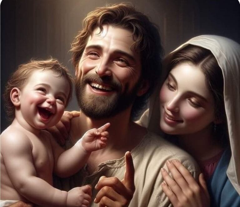 a man and woman holding a baby